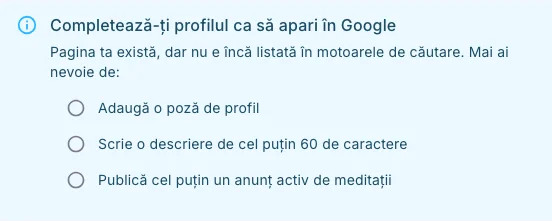 Checklistul profilului public de profesor în interfața web Hola25