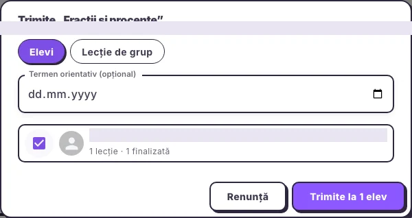 Atribuirea unei teme cu termen și reminder în interfața web Hola25