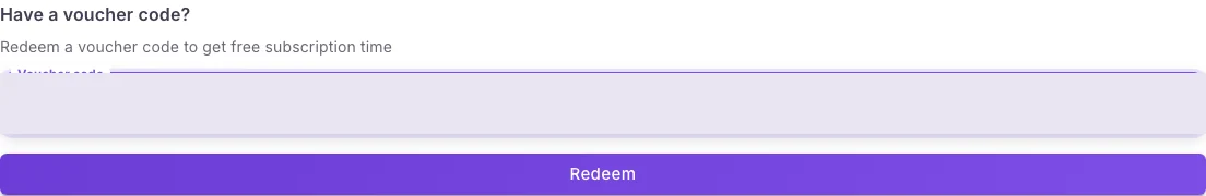 Entering a Premium voucher on the web in the Hola25 web interface