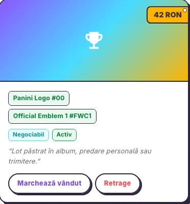 Secțiunea Hola25 cu anunțurile de stickere ale utilizatorului
